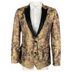 LORDS & FOOLS - Manteau de sport en polyester mélangé jacquard noir et or, taille 42