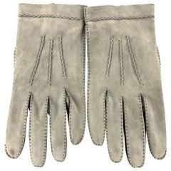 LORD'S Vintage Size 8 Gray Matte Leather Red Silk Lined Gloves