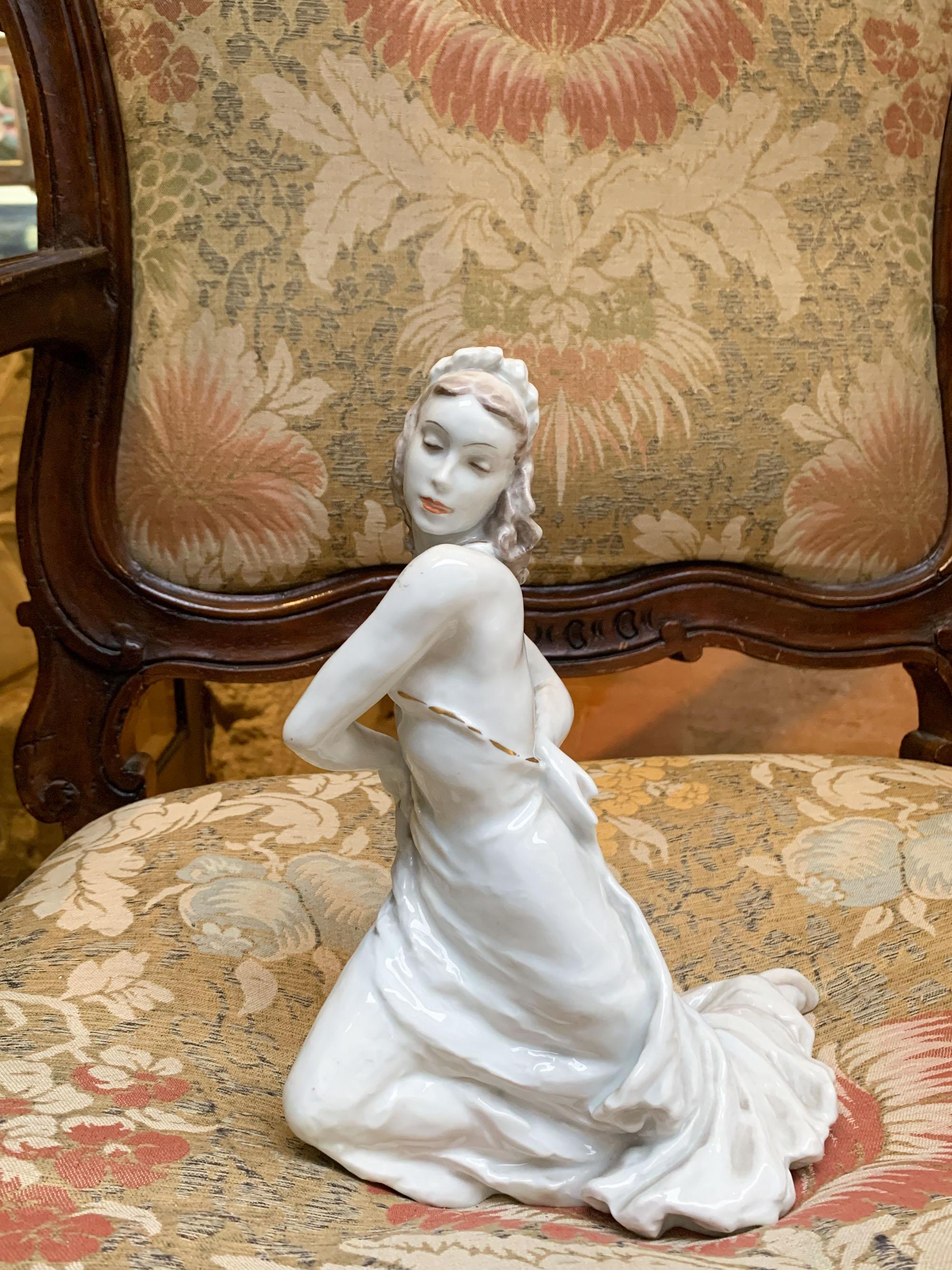 Rosenthal Porcelain Ballerina Sybille Spalinger Figurine Model 1772 - Art Nouveau Sculpture by Lore Friedrich Gronau