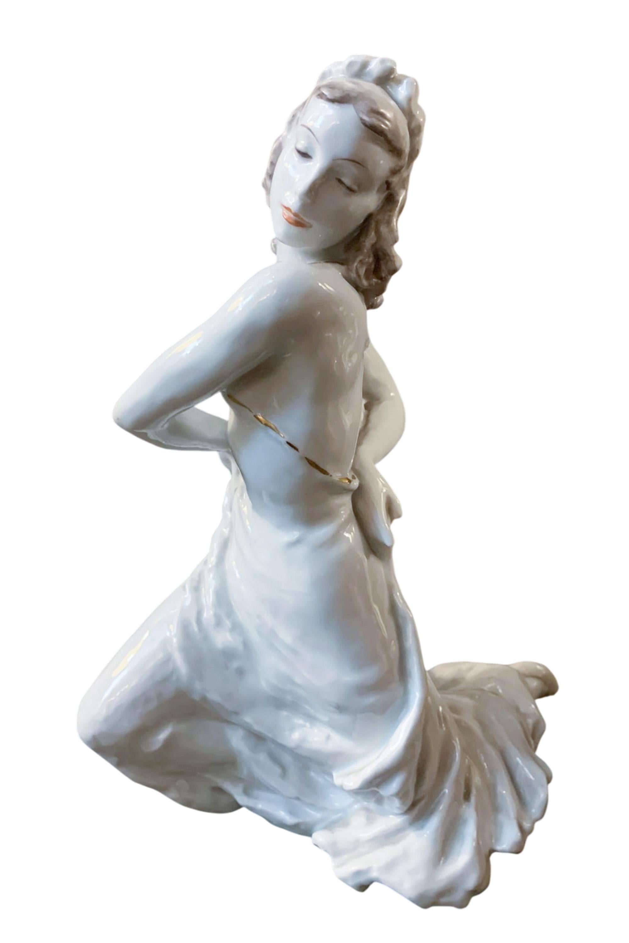 Lore Friedrich Gronau Figurative Sculpture - Rosenthal Porcelain Ballerina Sybille Spalinger Figurine Model 1772