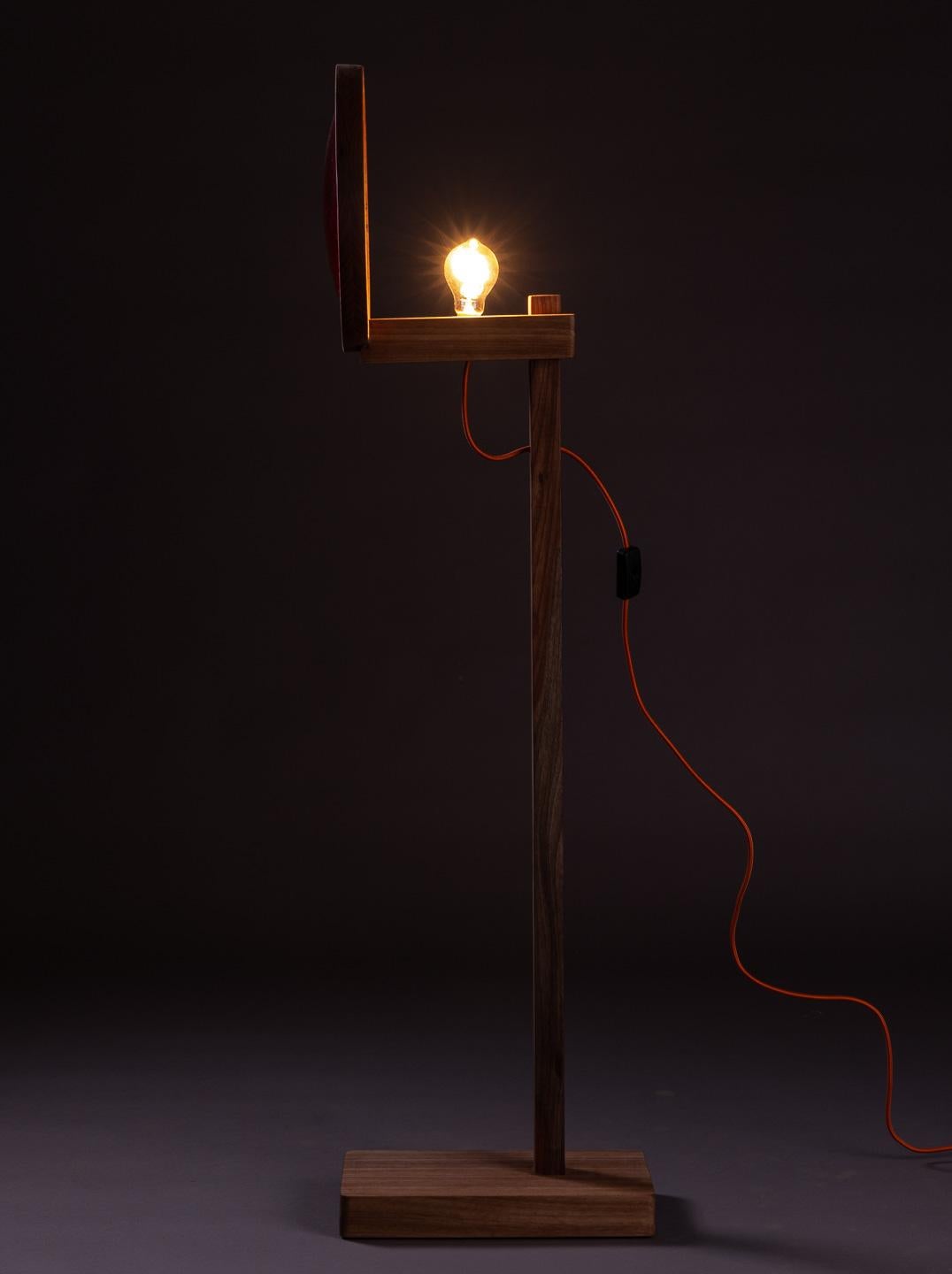 Hand-Crafted The Lore Lamp. Brazilian Solid Wood and 1960s traffic signal lenses. For Sale
