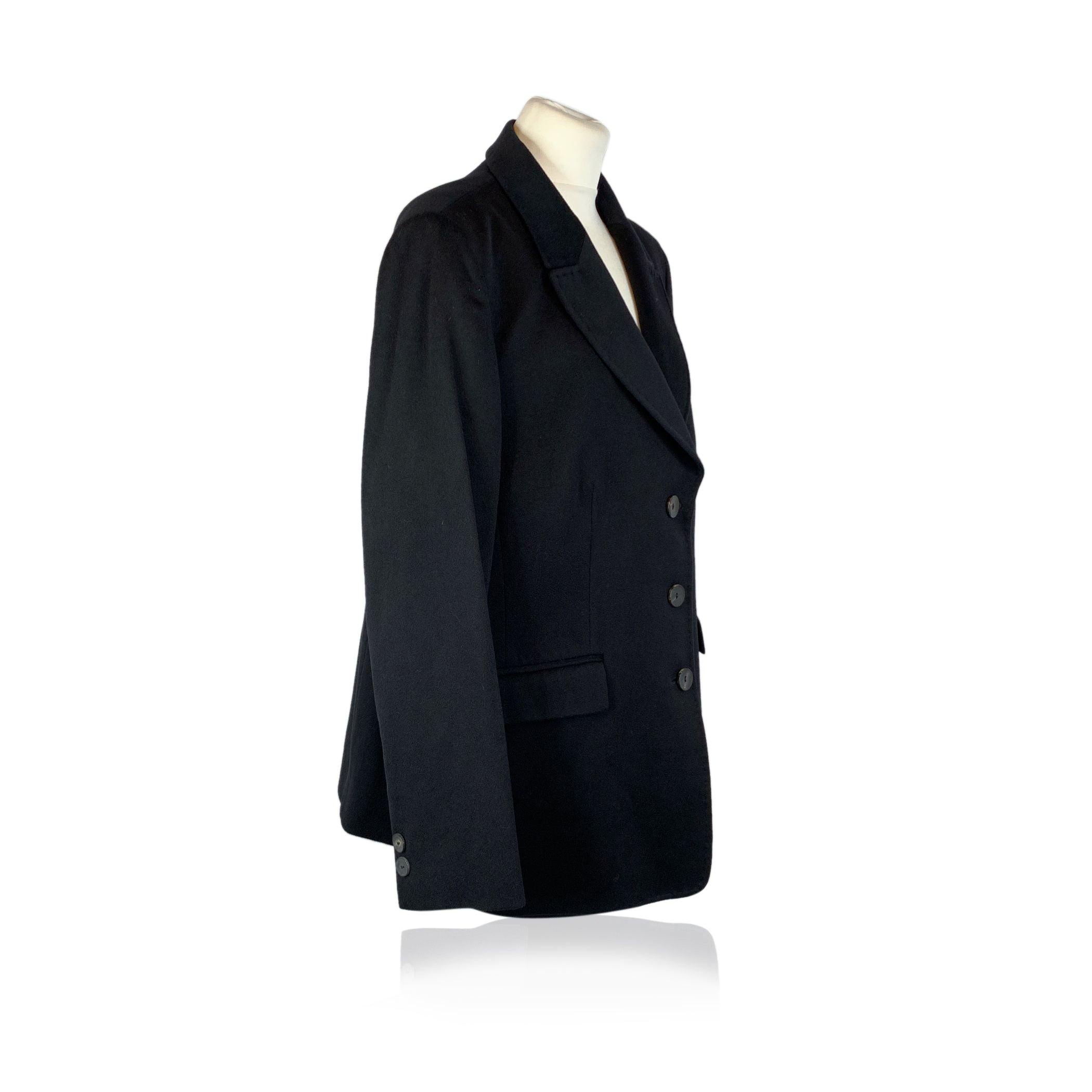 Loredana Del Monte Vintage Black Wool Single Breasted Blazer 52 IT In Excellent Condition For Sale In Rome, Rome