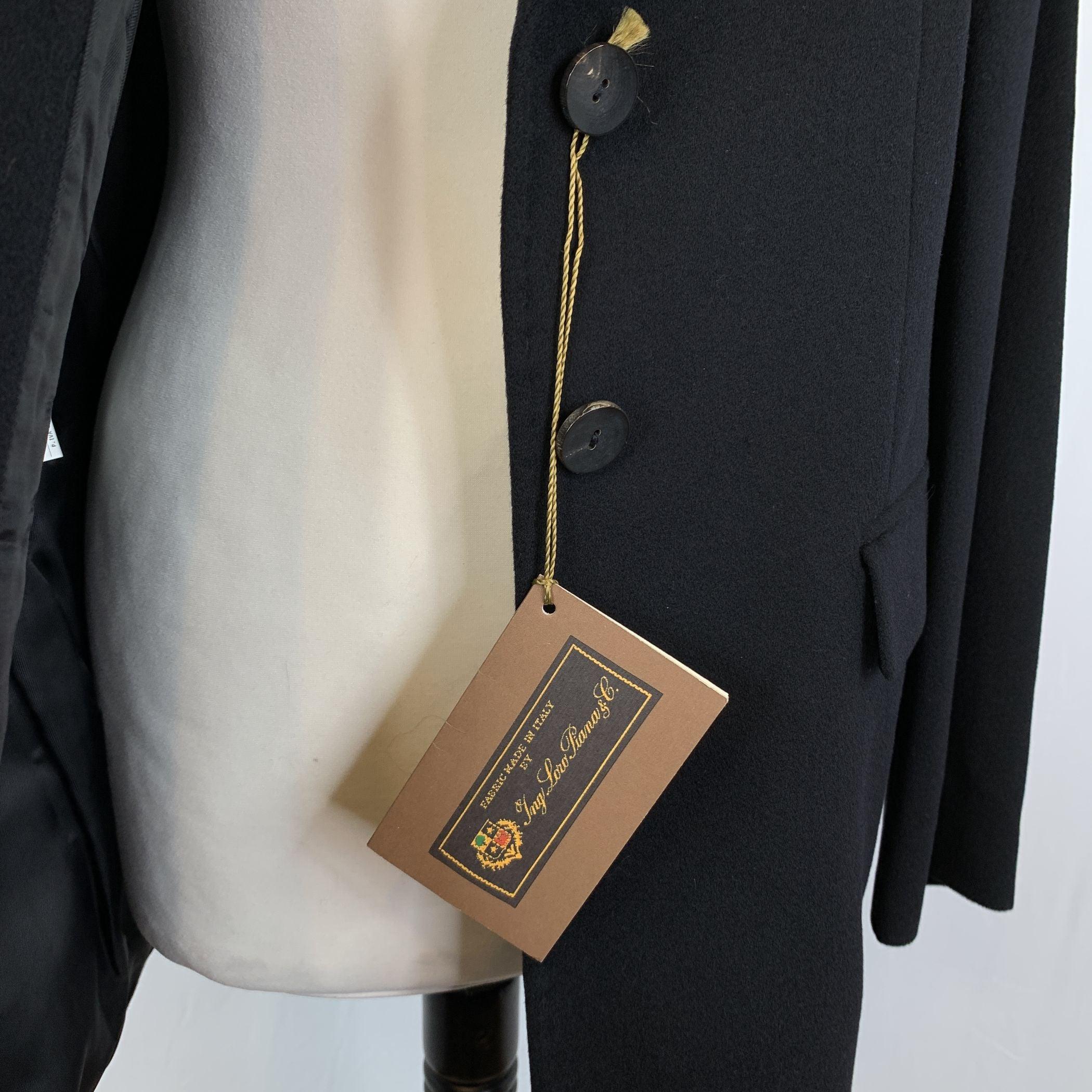 Loredana Del Monte Vintage Black Wool Single Breasted Blazer 52 IT For Sale 2