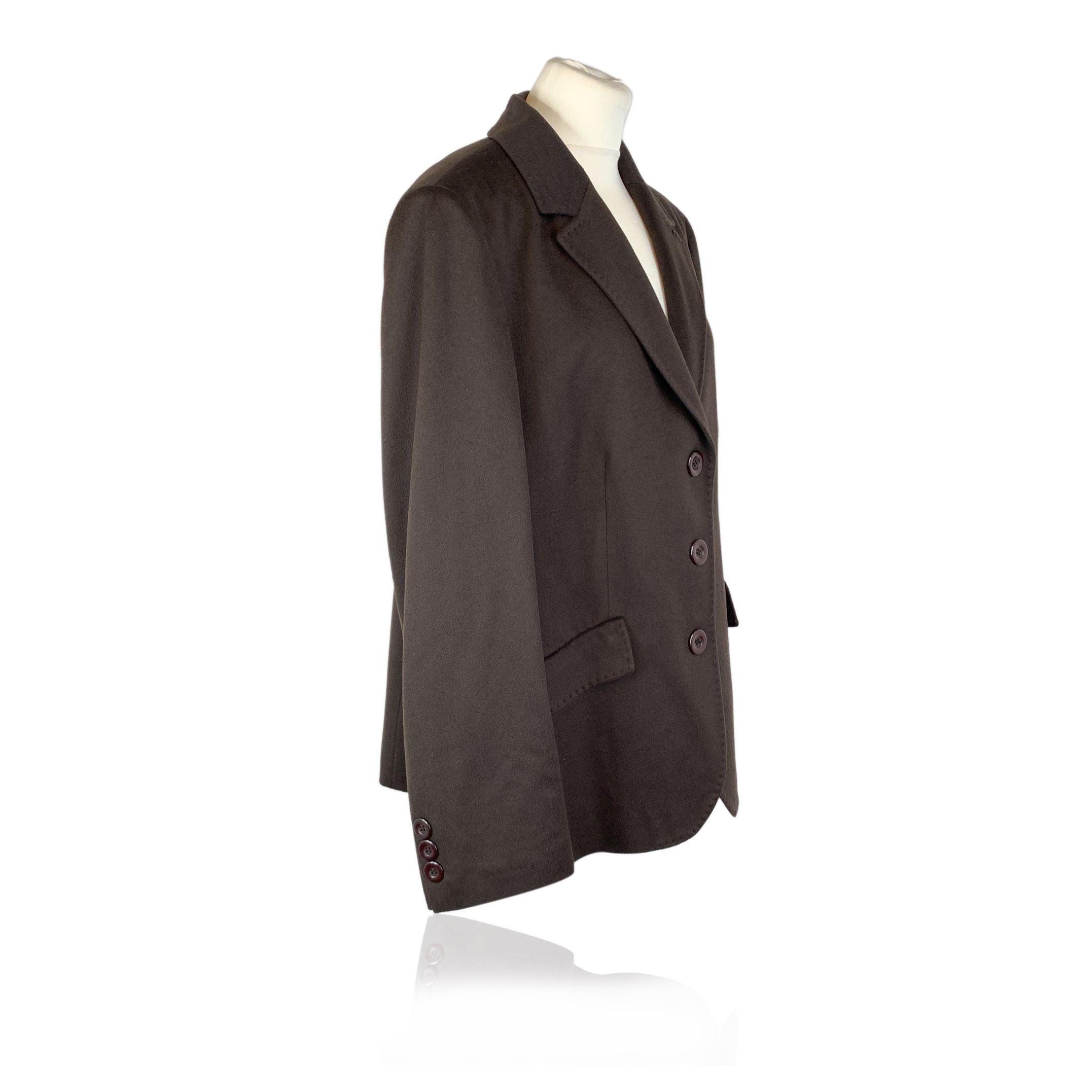 Loredana Del Monte Vintage Brown Wool Single Breasted Blazer 54 IT In Excellent Condition For Sale In Rome, Rome
