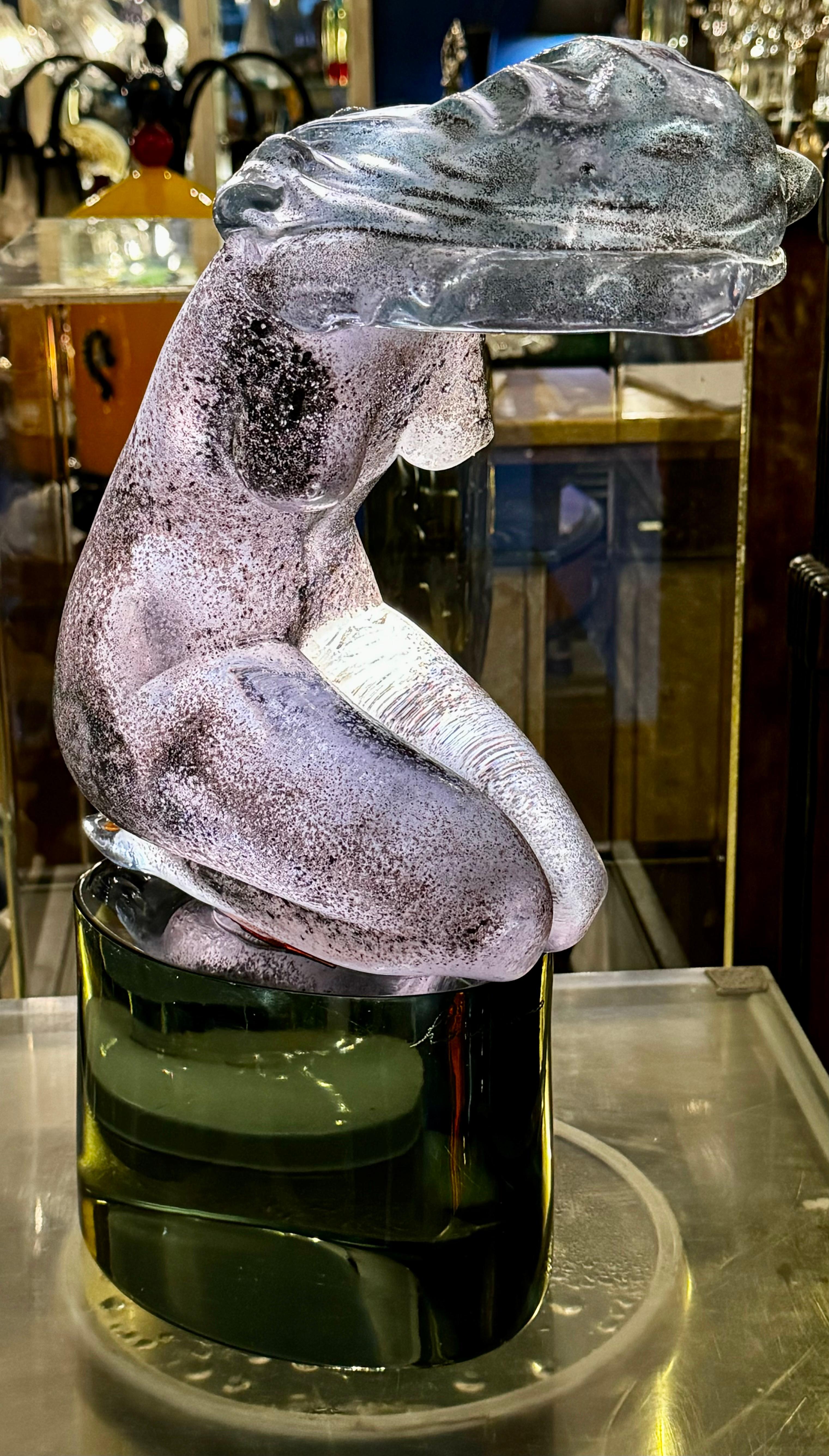 Mid-Century Modern Loredano Rosin Acidato Alessandrite Glass Of A Female Figure, 1960s For Sale