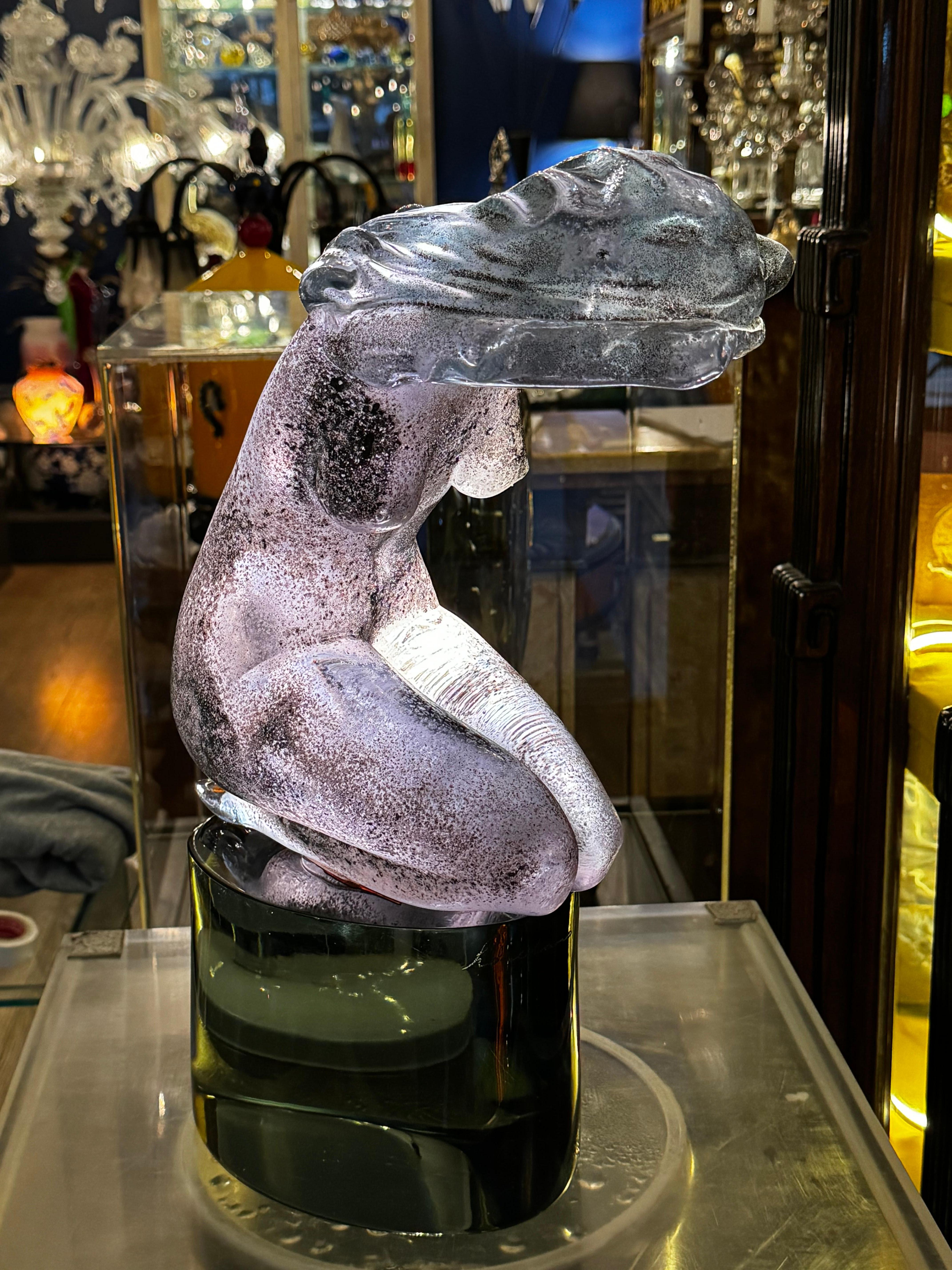 Italian Loredano Rosin Acidato Alessandrite Glass Of A Female Figure, 1960s For Sale