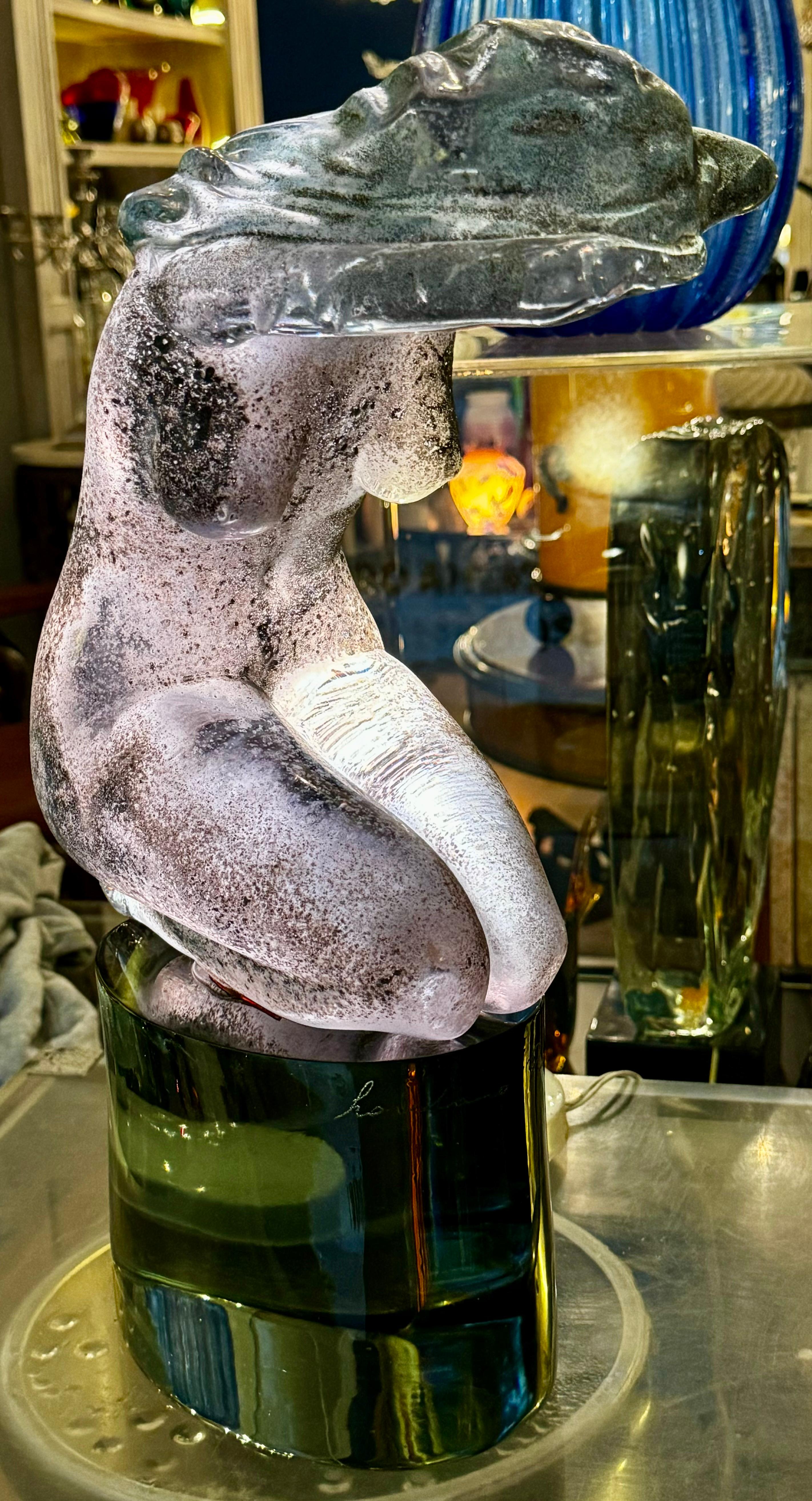Loredano Rosin Acidato Alessandrite Glass Of A Female Figure, 1960s In Good Condition For Sale In CABA, AR