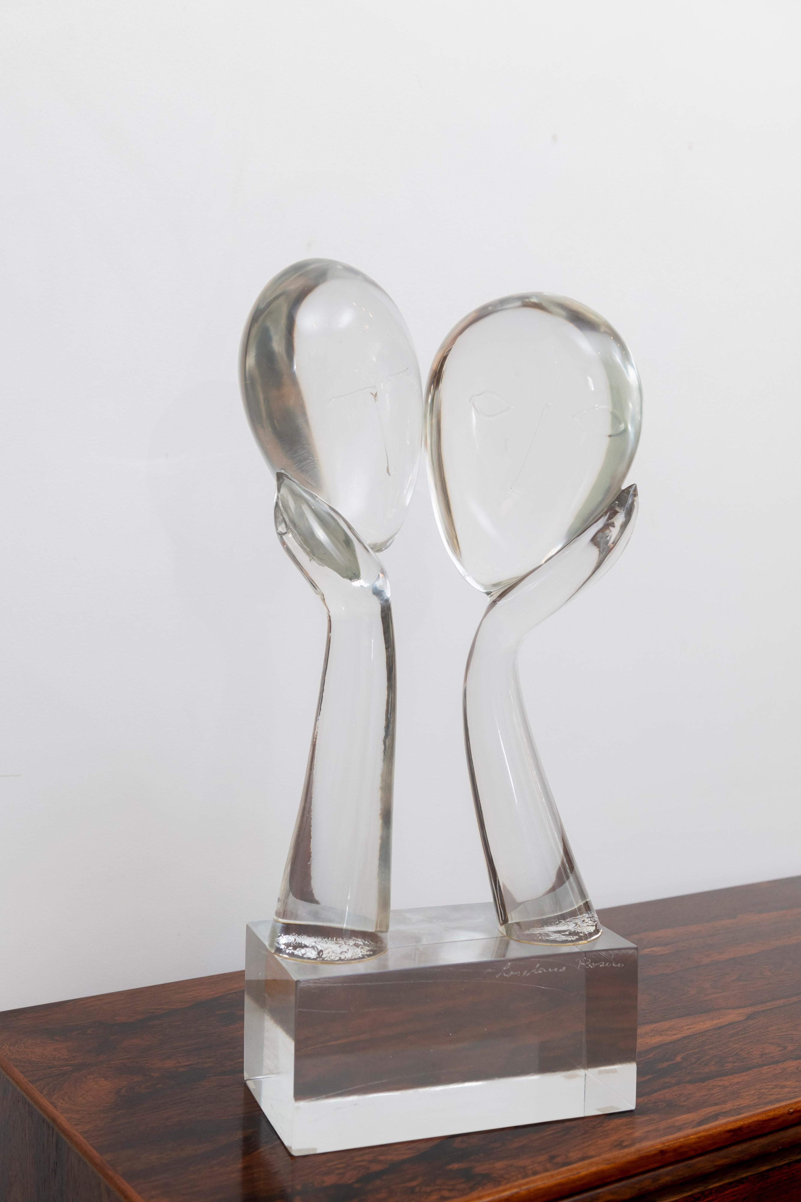 Loredano Rosin Glass Sculpture 'Two Faces' For Sale 2