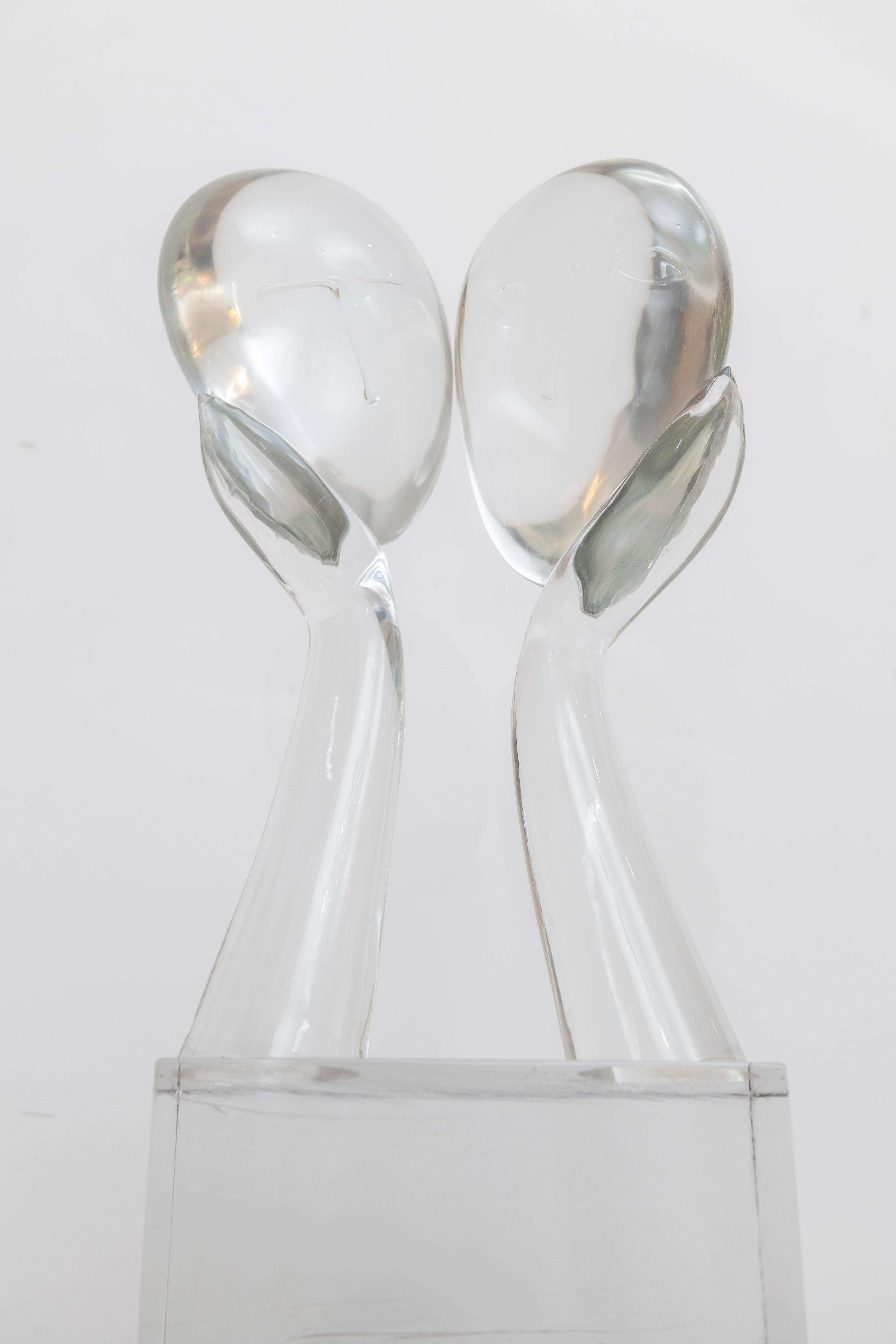 Loredano Rosin Glass Sculpture 'Two Faces' For Sale 4