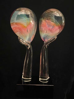 Loredano Rosin Sculpture en verre "Deux visages"