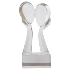 Loredano Rosin Glass Sculpture 'Two Faces'