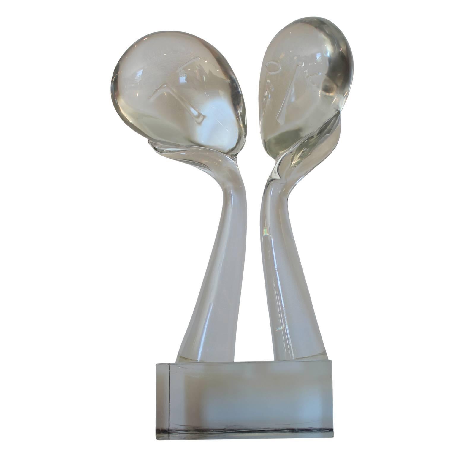 Glass Figurative Sculpture - Gray Abstract Sculpture by Loredano Rosin