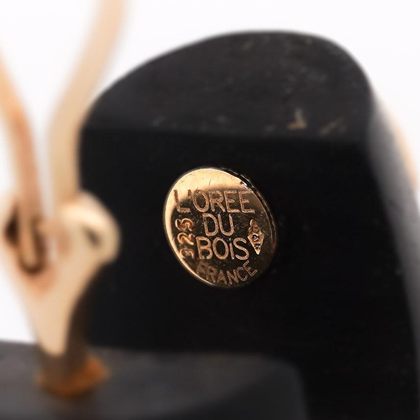 L'OREE DU BOIS Pendientes de diseño con clip de oro de 18 quilates de ébano madera coral amatista Cabujón en venta