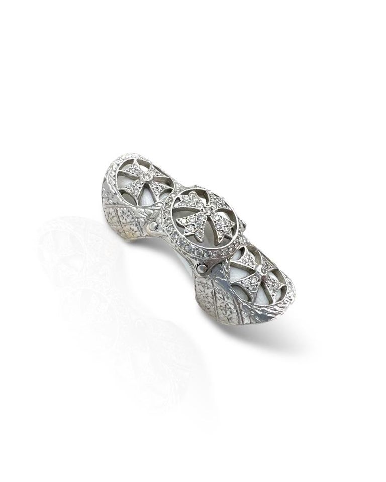 Loree Rodin 18 Karat White Gold Maltese Armor Cross Diamond
