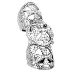 Loree Rodin 18 Karat White Gold Maltese Armor Cross Diamond Rin