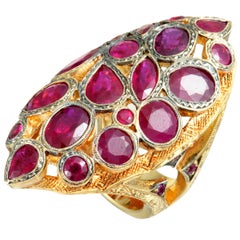 Loree Rodkin 18 Karat Yellow Gold Ruby Cluster Large Marquise Ring