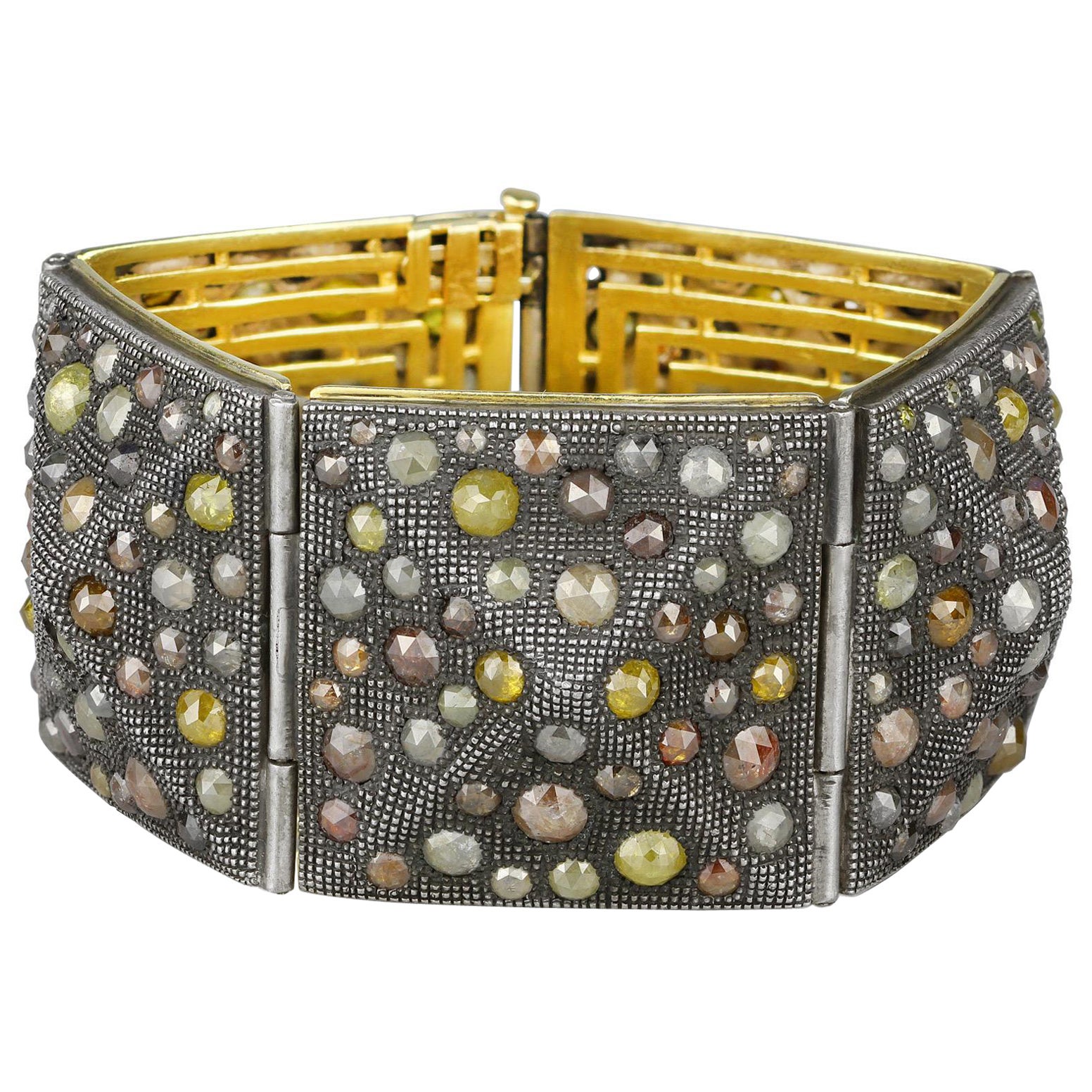 Loree Rodkin Armband aus 18 Karat Gelbgold und Sterlingsilber mit Diamanten im Rosenschliff