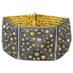 Loree Rodkin Pulsera de oro amarillo de 18k y plata de ley con diamantes talla rosa