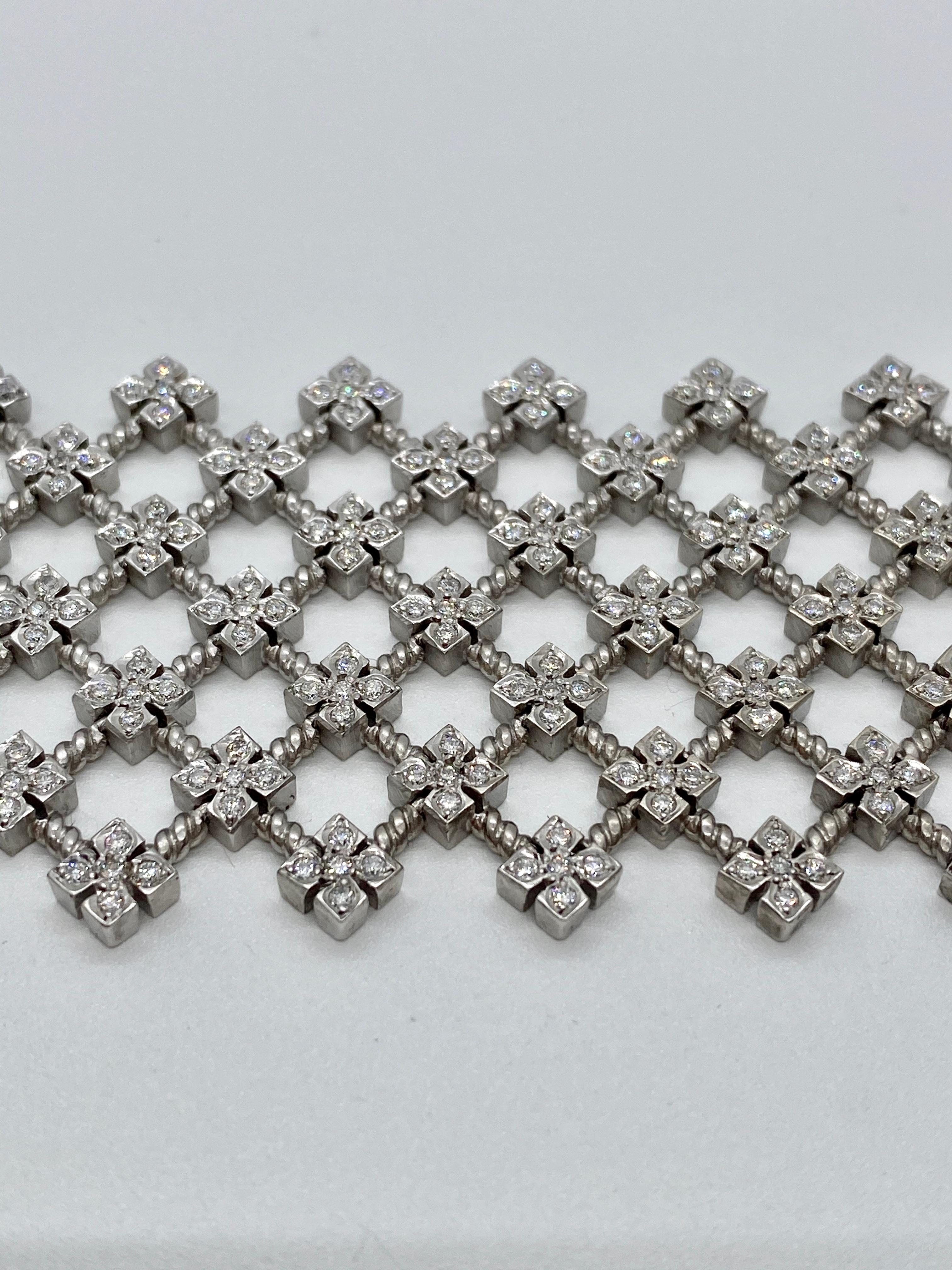 Modern Loree Rodkin 18 Karat White Diamond Cross Gothic Bracelet For Sale