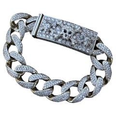 Loree Rodkin 3 Skull Crossbone ID Diamond Bracelet Curb Link Chain 110.3g