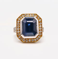 Loree Rodkin Bague cocktail en or blanc 18 carats avec saphir et diamants de 5,88 carats