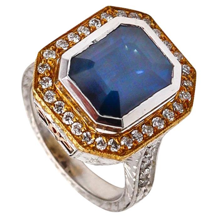 Loree Rodkin Bague cocktail en or blanc 18 carats avec saphir et diamants de 5,88 carats