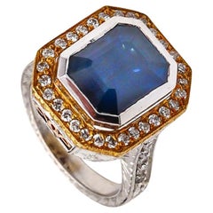 Loree Rodkin Cocktail Ring in 18kt White Gold with 5.88 Cts Sapphire & Diamonds