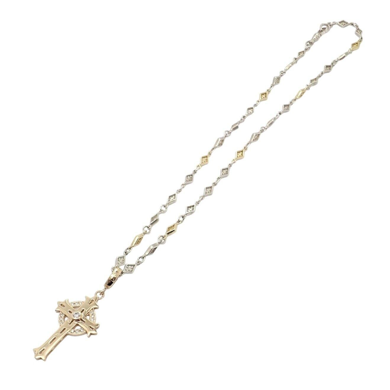 Loree Rodkin Cross Diamond Yellow Gold Silver Chain Pendant Necklace For Sale 5