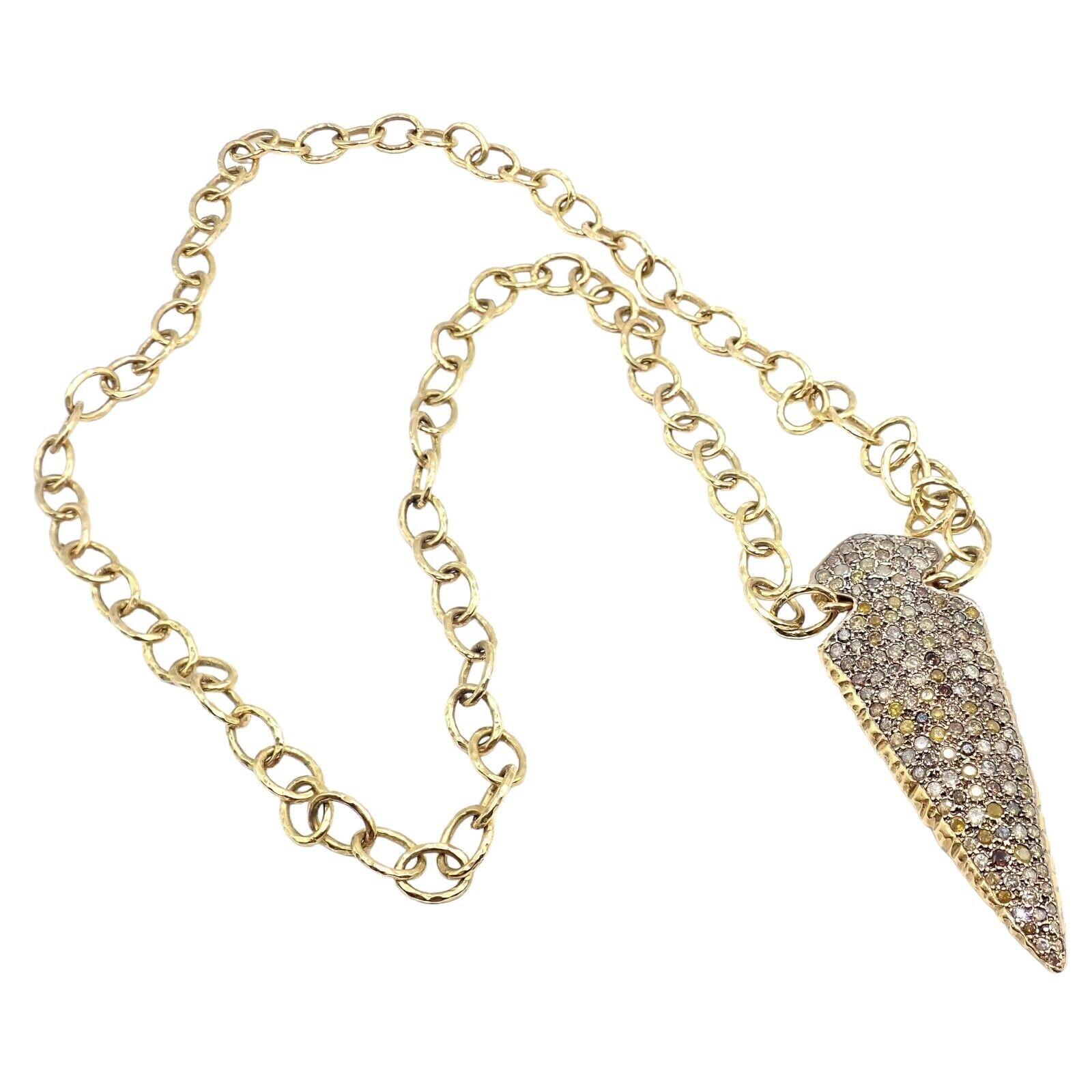 Brilliant Cut Loree Rodkin Diamond Arrowhead Gold Pendant Necklace Estate of Jackie Collins For Sale