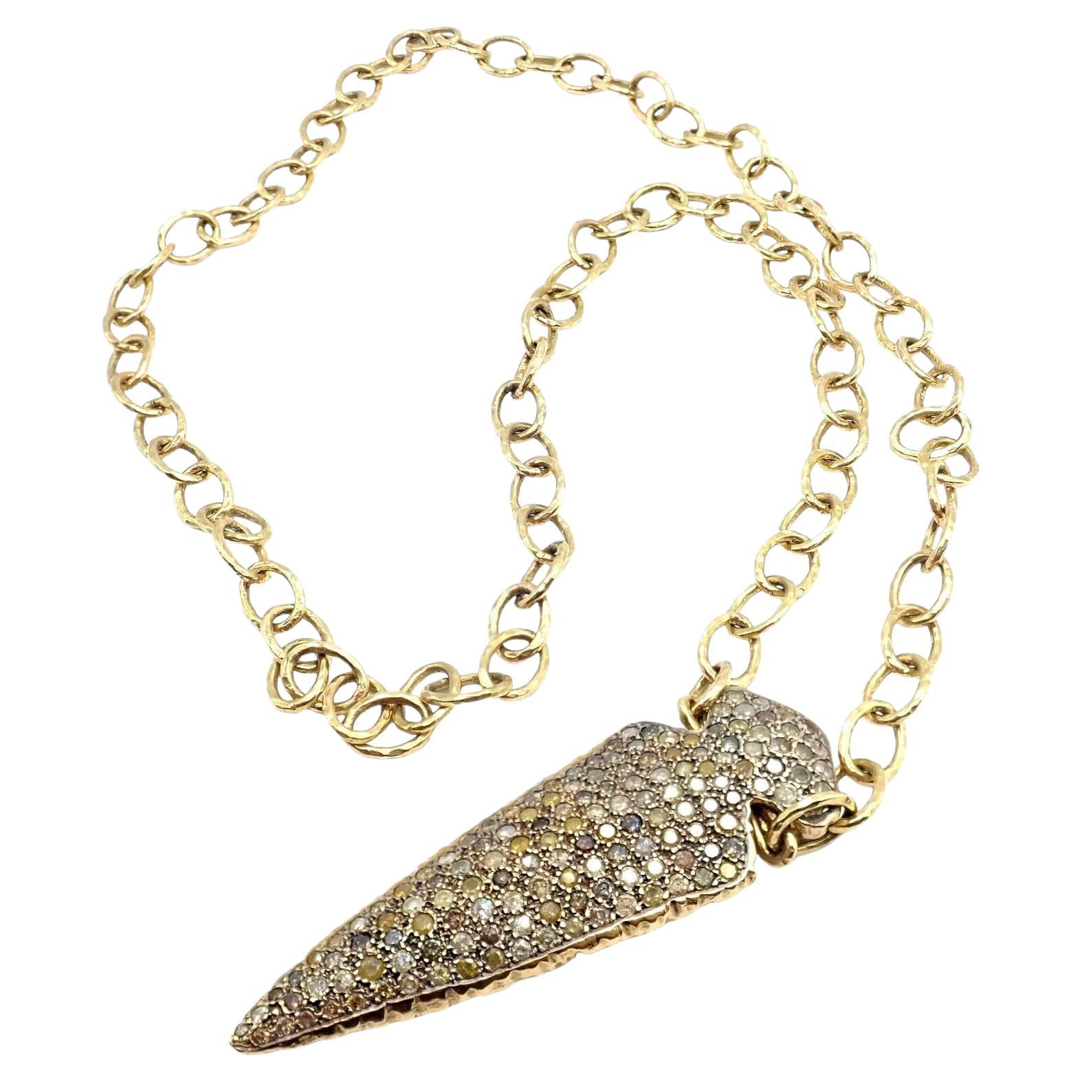Loree Rodkin Diamond Arrowhead Gold Pendant Necklace Estate of Jackie Collins For Sale