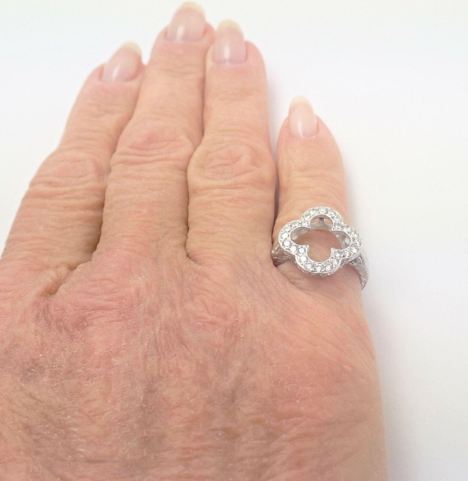 Loree Rodkin Diamond Clover White Gold Ring In Excellent Condition In Holland, PA