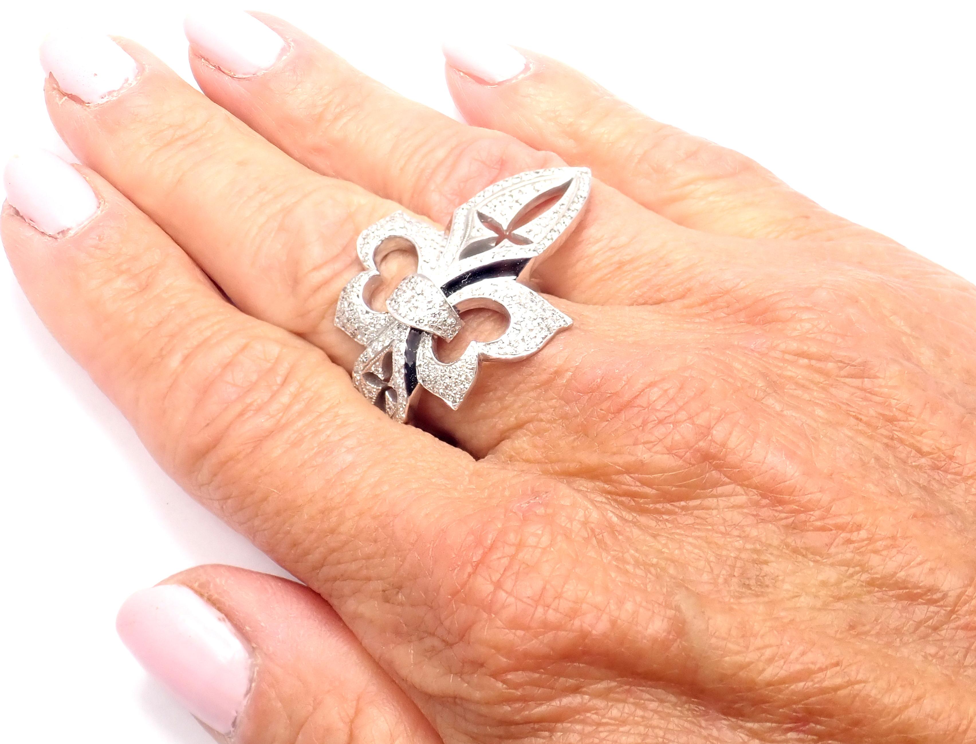 Loree Rodkin Diamond Fleur-de-Lis White Gold Ring For Sale 2