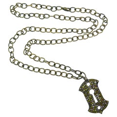 Vintage Loree Rodkin Diamond Gold Keyhole Pendant Necklace on Chain