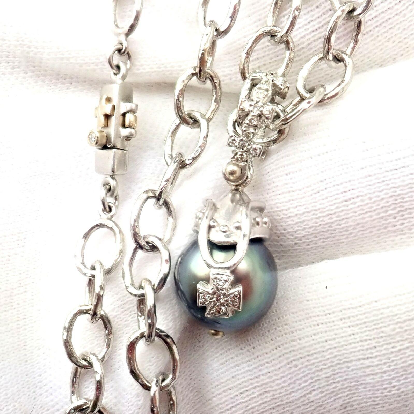 Loree Rodkin Diamond Platinum Tahitian South Sea Pearl Necklace For Sale 2