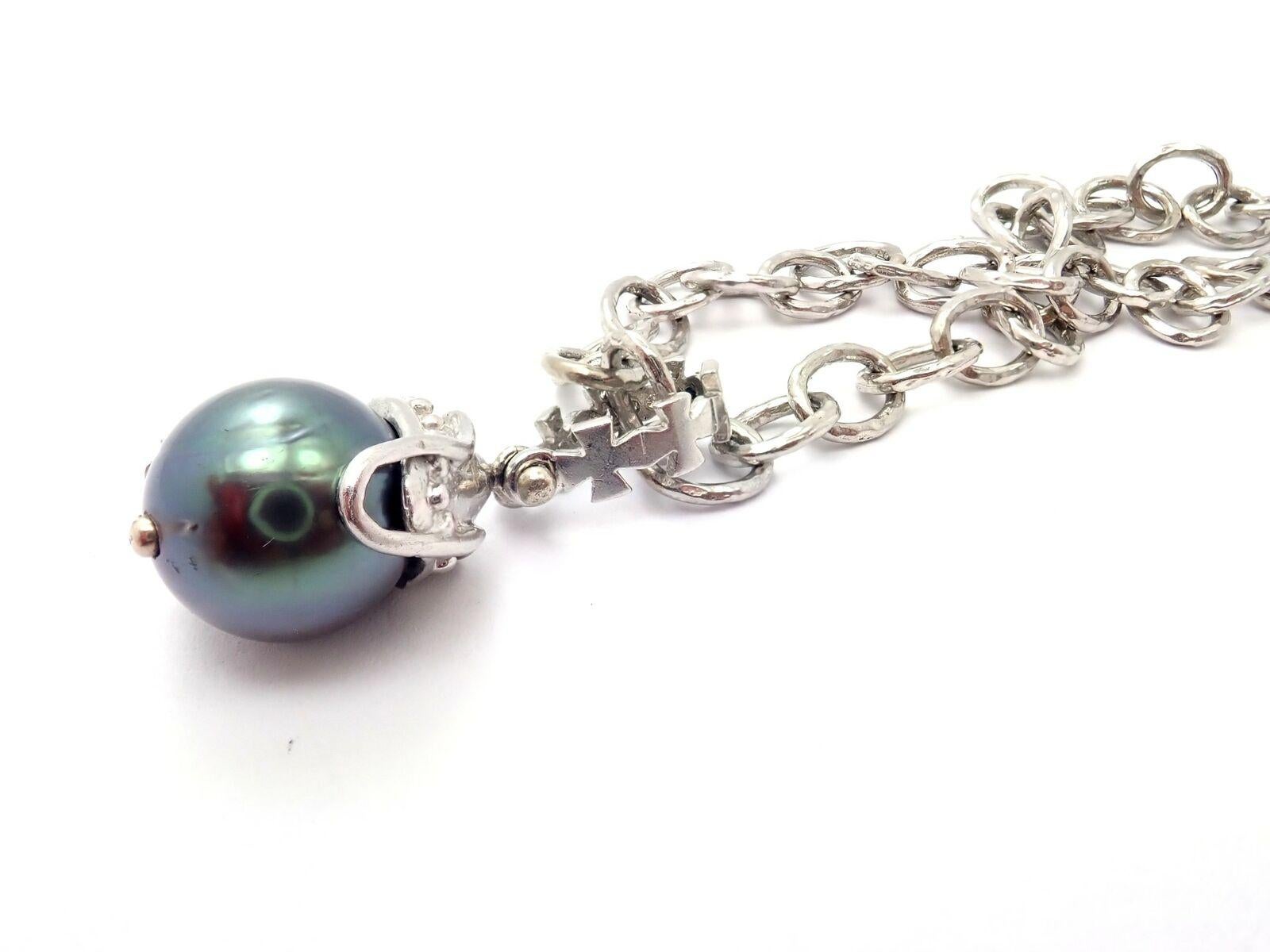 Loree Rodkin Diamond Platinum Tahitian South Sea Pearl Necklace In Excellent Condition For Sale In Holland, PA