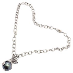 Vintage Loree Rodkin Diamond Platinum Tahitian South Sea Pearl Necklace