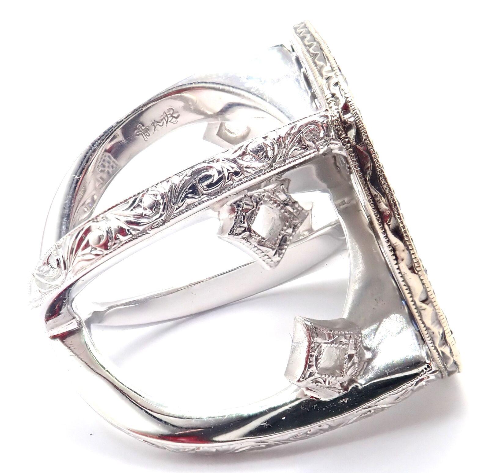 18k White Gold Diamond Diamond Sapphire Skull Ring by Loree Rodkin. 
With Round Brilliant cut diamonds G color, VSI clarity 
Round blue sapphires
This ring comes with certificate of authenticity and a box.
Details: 
Size: 7 1/4
Weight: 19.5
