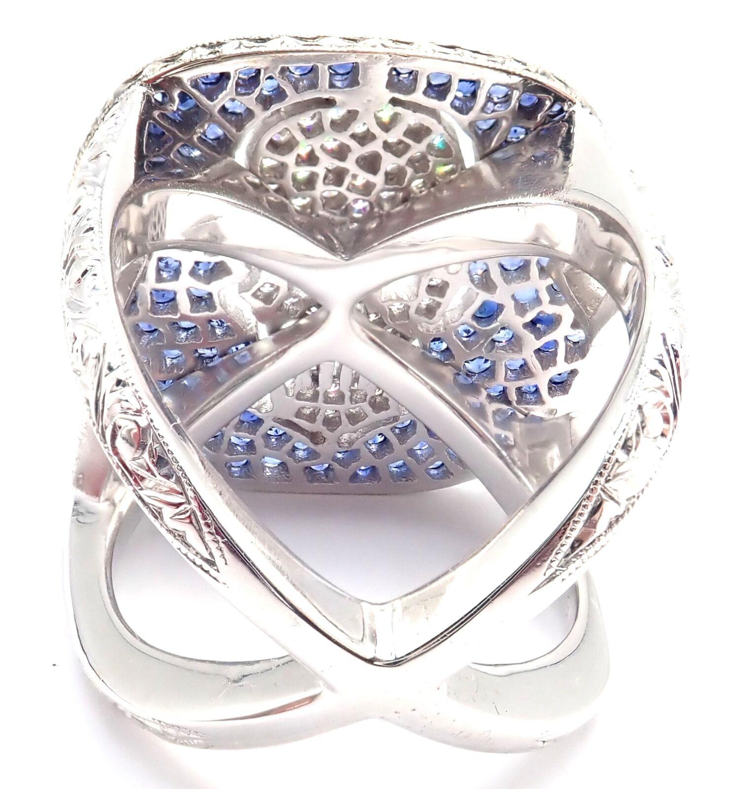 Loree Rodkin Diamond Sapphire Skull White Gold Ring In Excellent Condition For Sale In Holland, PA