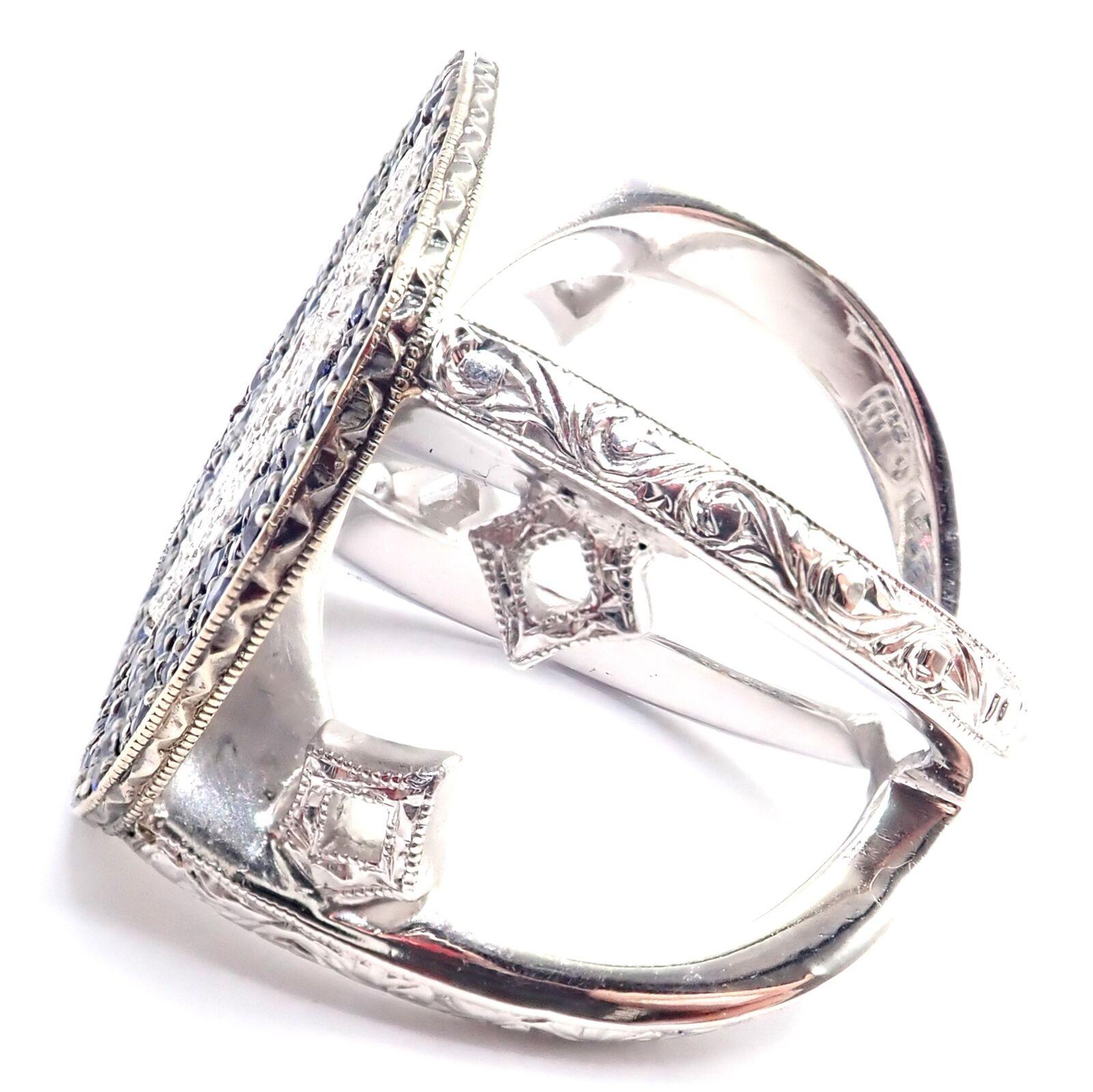 Women's or Men's Loree Rodkin Diamond Sapphire Skull White Gold Ring For Sale