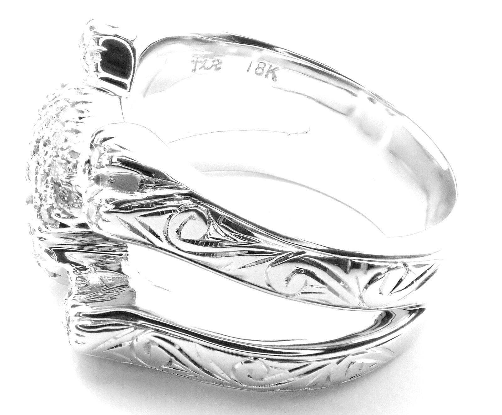 Brilliant Cut Loree Rodkin Diamond Skull Crossbones White Gold Ring For Sale