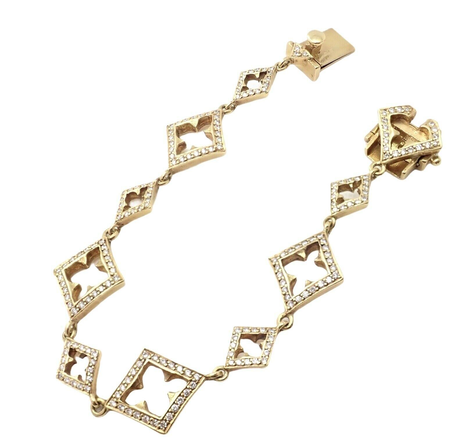 Loree Rodkin Diamond Yellow Gold Cross Bracelet In Excellent Condition In Southampton, PA