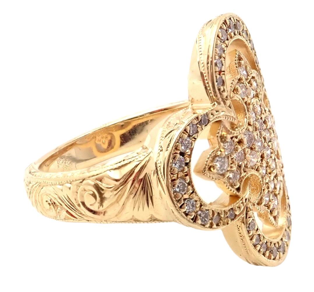 Brilliant Cut Loree Rodkin Diamond Yellow Gold Cross Ring
