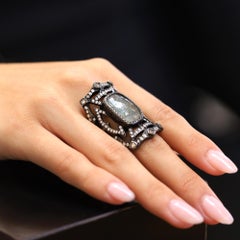Loree Rodkin Gothic 6 Carat Center Diamond Cuff Cocktail Ring