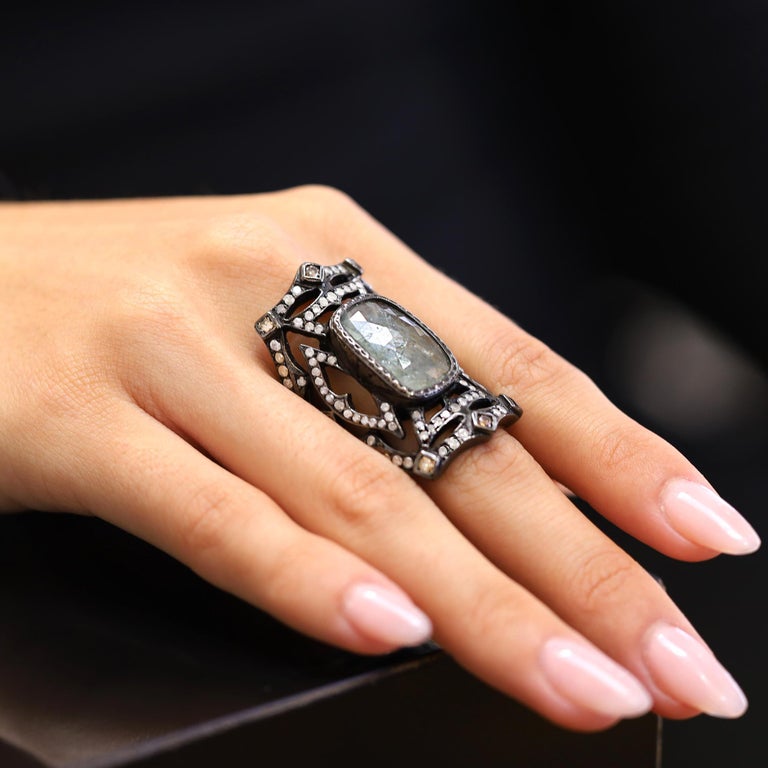 Loree Rodkin Gothic 6 Carat Center Diamond Cuff Cocktail Ring For 
