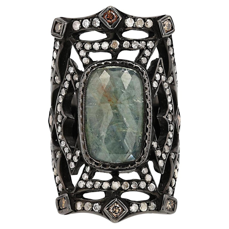 Loree Rodkin Gothic 6 Carat Center Diamond Cuff Cocktail Ring For 