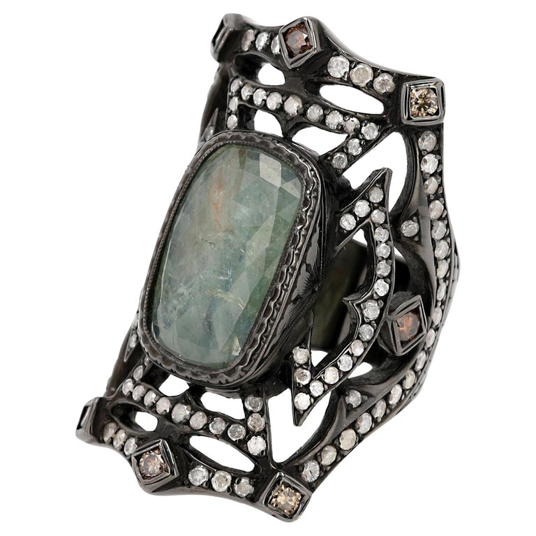 Loree Rodkin Gothic 6 Carat Center Diamond Cuff Cocktail Ring For 