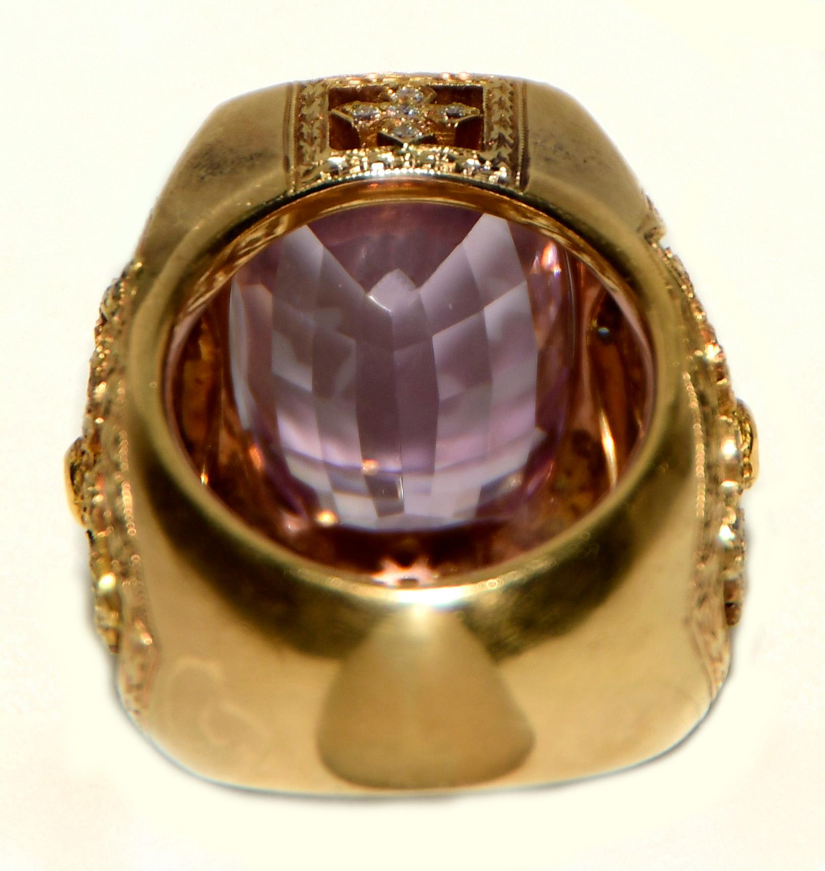 Loree Rodkin Gothic Collection Diamond and Emerald Cut Kunzite Ring 2
