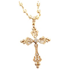 Loree Rodkin Gothic Collection Ornate Diamond 18 Karat Gold Cross Necklace