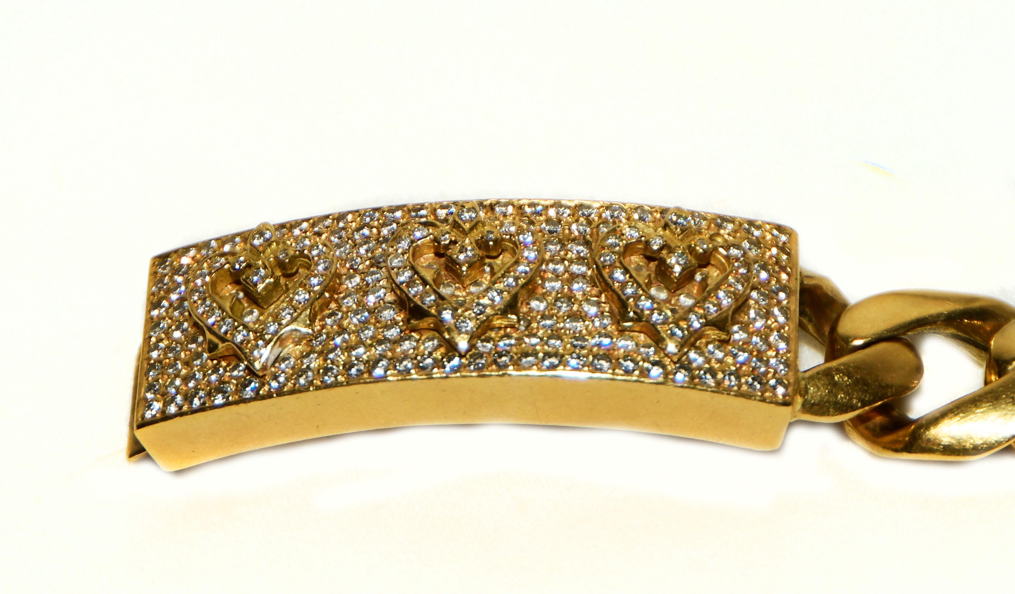 Women's Loree Rodkin Rare 18 Karat Diamond Pave Three Hearts Bar Bracelet