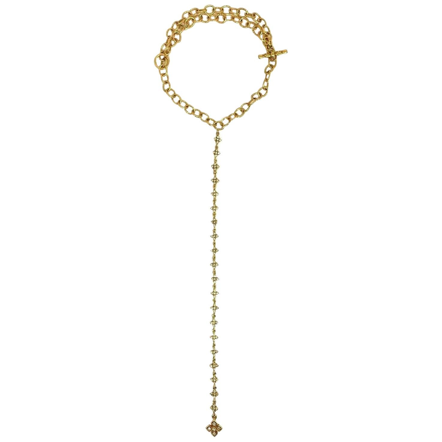 Loree Rodkin Yellow Gold Diamond Chain Lariat Y-Necklace